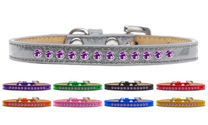 Collar para perros, cachorros y mascotas con diseño de helado, con aros de cristal morado