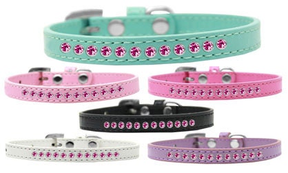 Collar de moda para perros, cachorros y mascotas, con bordes de cristal rosa brillante