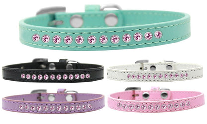 Collar de moda para perros, cachorros y mascotas, con bordes de cristal rosa claro