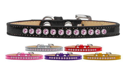 Collar para perros, cachorros y mascotas con diseño de helado, con bordes de cristal en color rosa claro y perlado