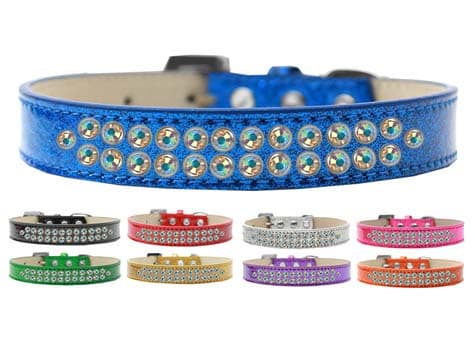 Collar para perros, cachorros y mascotas con diseño de helado y aros de cristal de aurora boreal de dos filas