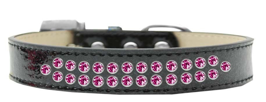 Dog, Puppy & Pet Ice Cream  Collar, "Two Row Bright Pink Crystal Rimsets"