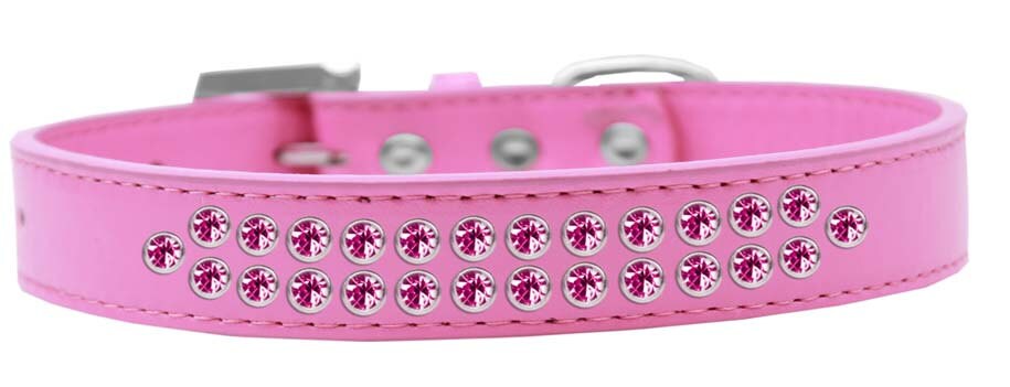 Collar de moda para perros, cachorros y mascotas, con dos hileras de cristales de color rosa brillante