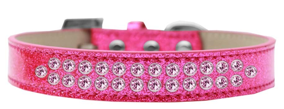 Collar para perros, cachorros y mascotas con diseño de helado y bordes de cristal rosa claro de dos filas