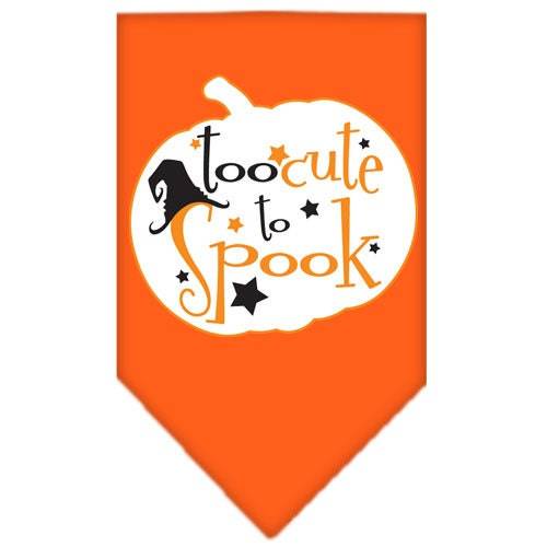 Bandana para perros y mascotas de Halloween serigrafiada con la frase "Too Cute To Spook"