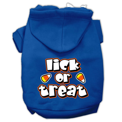 Sudadera con capucha para Halloween para mascotas, perros y gatos serigrafiada con la frase "Lick or Treat"