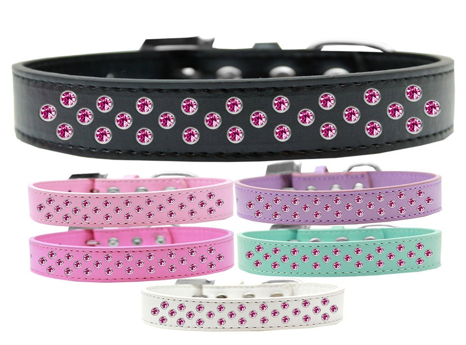 Collar de moda para perros, cachorros y mascotas, con adornos de cristales de color rosa brillante