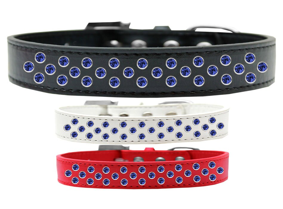 Collar de moda para perros, cachorros y mascotas, "Blue Crystal Rimsets Sprinkles"