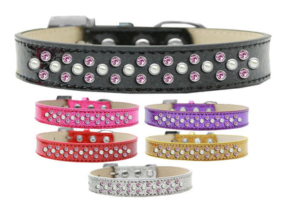 Collar con forma de helado para perros, cachorros y mascotas, con adornos de cristales color perla y rosa claro