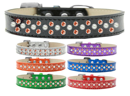 Collar para perros, cachorros y mascotas con diseño de helado y adornos de cristales color perla y naranja