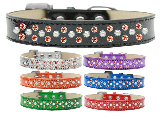 Dog, Puppy & Pet Ice Cream  Collar, "Pearl and Orange Crystal Rimsets Sprinkles"