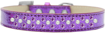 Collar para perros, cachorros y mascotas con diseño de helado y adornos de cristales color perla y morado