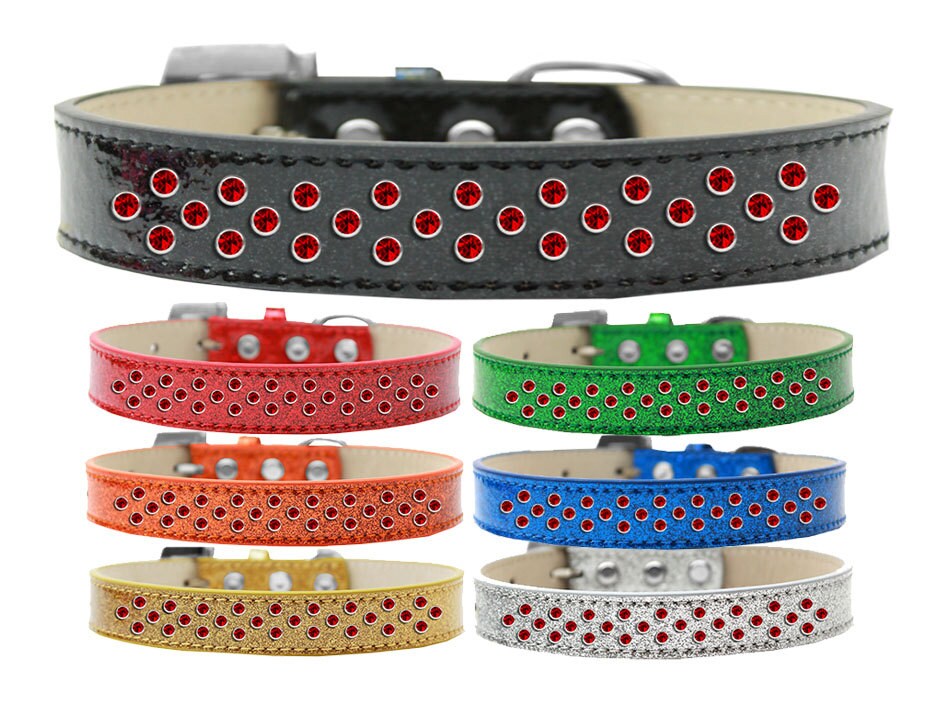 Collar con diseño de helado para perros, cachorros y mascotas, con adornos de cristales rojos y chispas