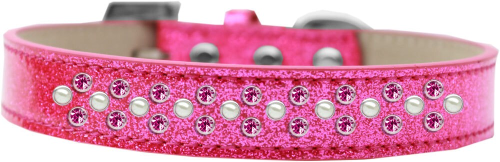 Collar con forma de helado para perros, cachorros y mascotas, con adornos de cristales color rosa brillante y perlas