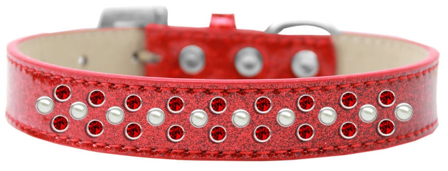 Dog, Puppy & Pet Ice Cream  Collar, "Pearl and Red Crystal Rimsets Sprinkles"