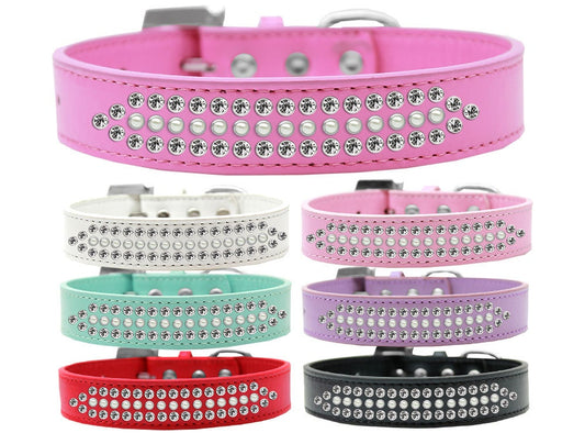 Collar de moda para perros, cachorros y mascotas, con aros de cristal transparente y perla Ritz