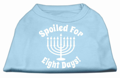 Camiseta para perros y gatos de Hanukkah con serigrafía que dice "Mimados durante ocho días"