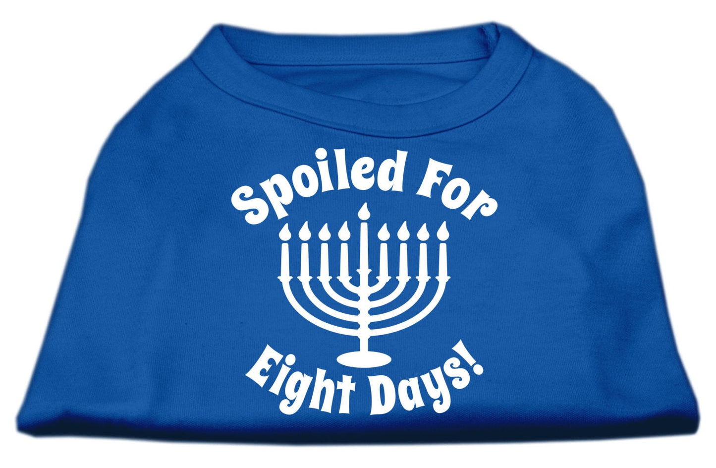 Camiseta para perros y gatos de Hanukkah con serigrafía que dice "Mimados durante ocho días"