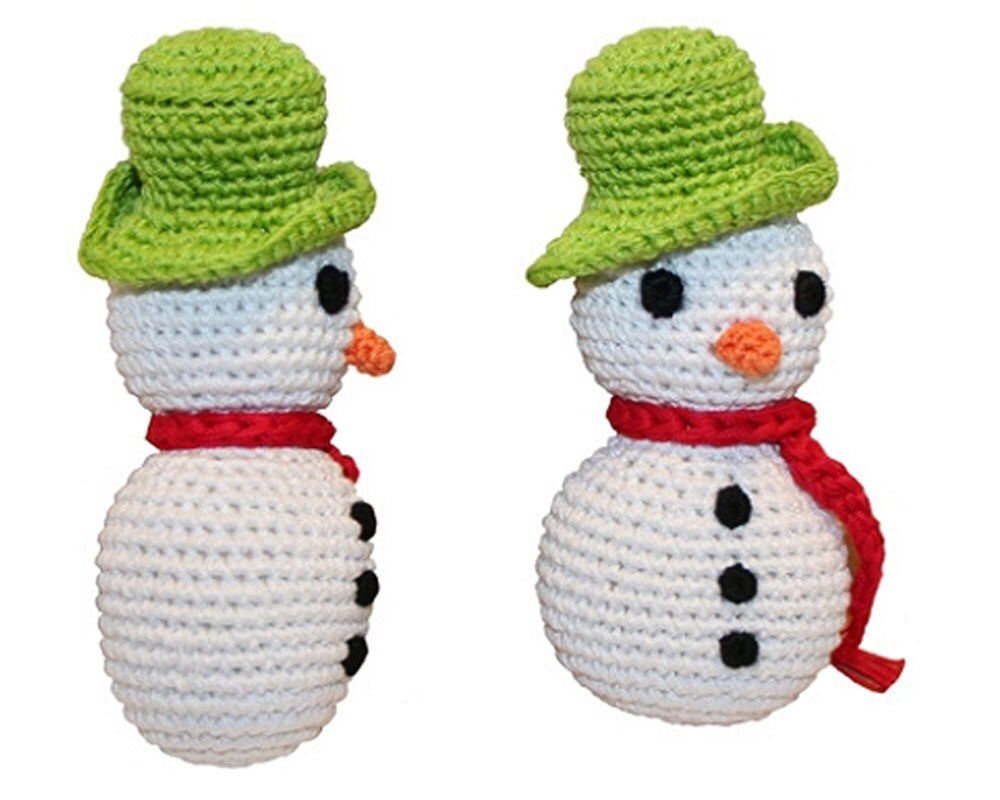 Juguete para perros, gatos y mascotas de algodón orgánico Knit Knacks, "Frost The Snowman"