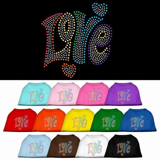 Camisa para perro con tachuelas de diamantes de imitación, "Love"