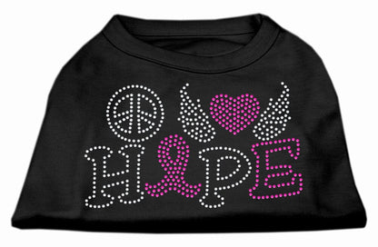 Pet Dog & Cat Shirt Rhinestone, "Peace Love Hope Breast Cancer Awareness"