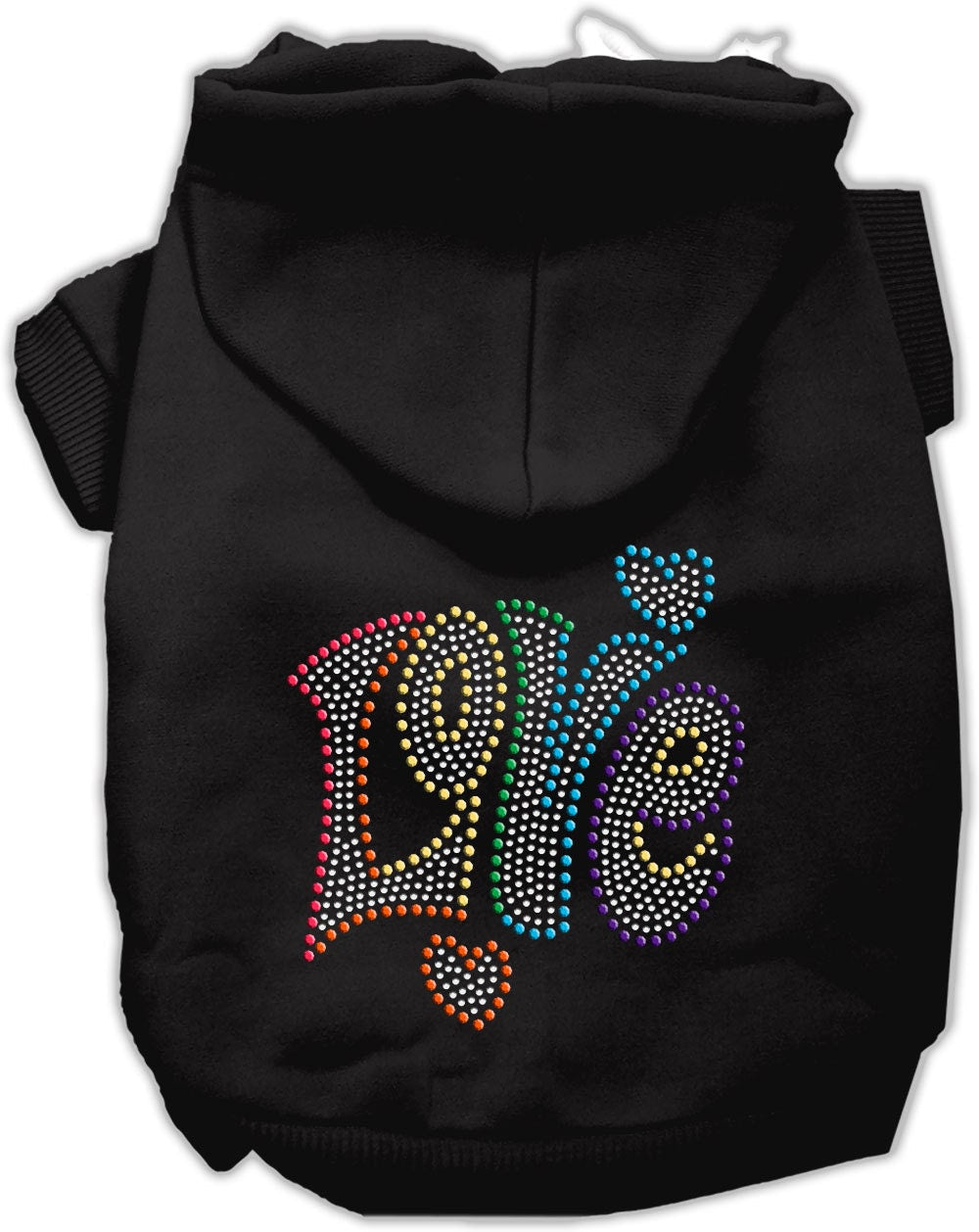 Pet, Dog & Cat Hoodie Rhinestone, "Technicolor Love"