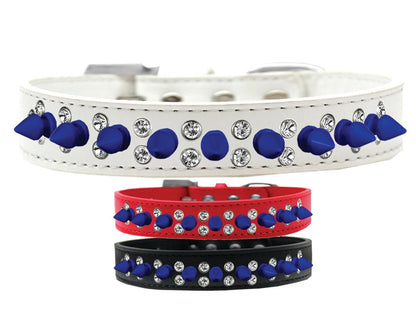 Pet and Dog Spike Collar, "Double Crystal & Blue Spikes"