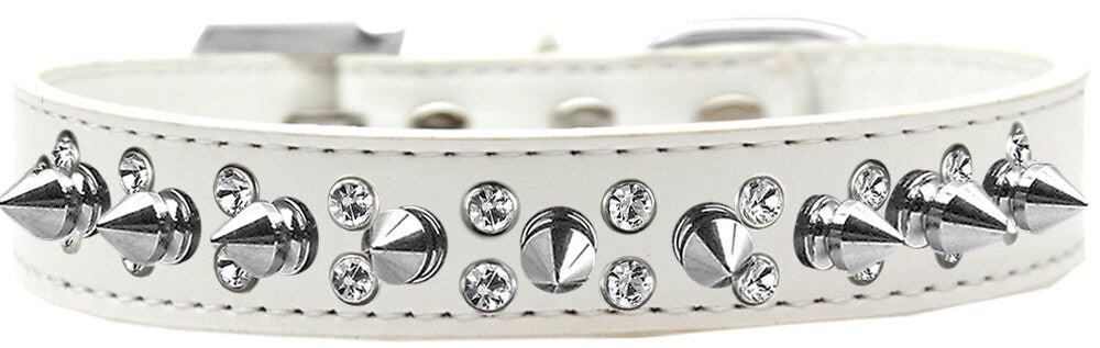 Pet and Dog Spike Collar, "Double Crystal & Silver Spikes"