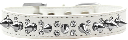 Pet and Dog Spike Collar, "Double Crystal & Silver Spikes"