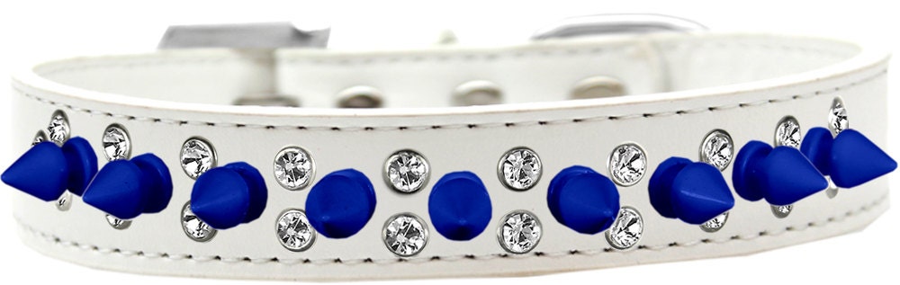 Pet and Dog Spike Collar, "Double Crystal & Blue Spikes"