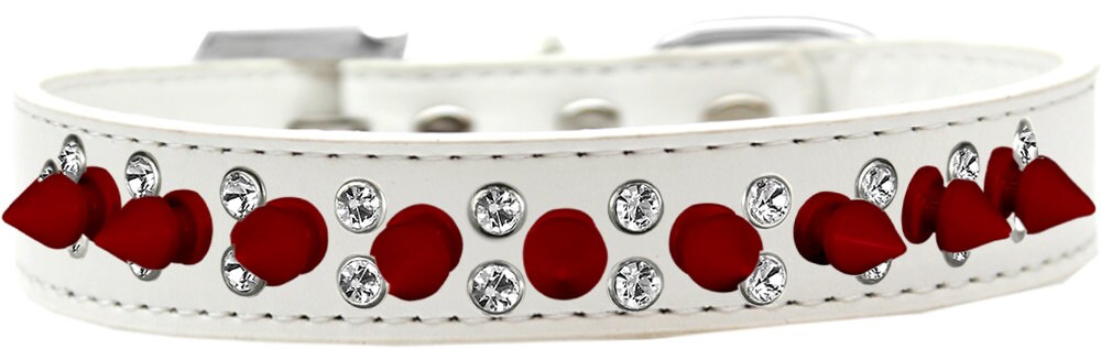 Collar con pinchos para perros y mascotas, "Doble cristal y pinchos rojos"