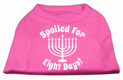 Camiseta para perros y gatos de Hanukkah con serigrafía que dice "Mimados durante ocho días"