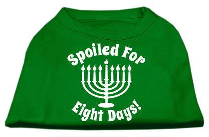 Camiseta para perros y gatos de Hanukkah con serigrafía que dice "Mimados durante ocho días"