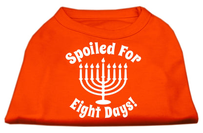 Camiseta para perros y gatos de Hanukkah con serigrafía que dice "Mimados durante ocho días"