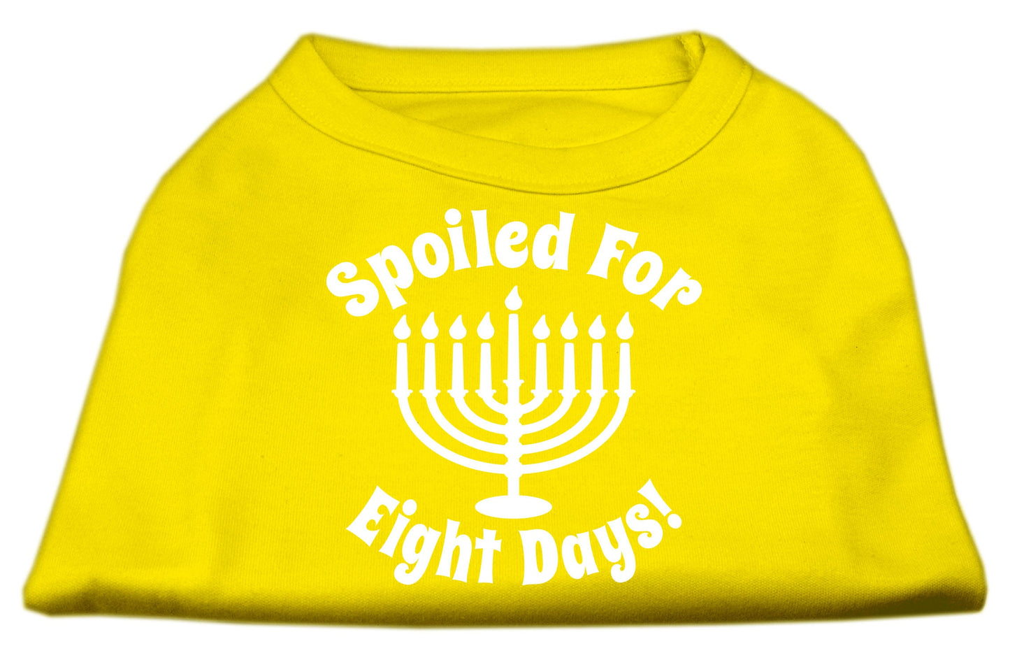 Camiseta para perros y gatos de Hanukkah con serigrafía que dice "Mimados durante ocho días"